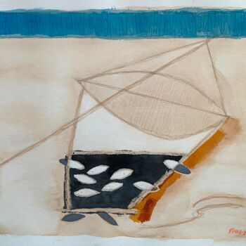Malerei mit dem Titel ""Rede de Pesca" (Fi…" von Pedro Augusto Simões Pires, Original-Kunstwerk, Aquarell
