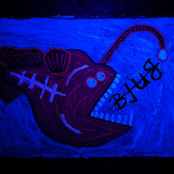 Malerei mit dem Titel "BULB BLUB" von Frank Willems, Original-Kunstwerk, Acryl