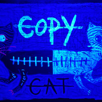 Schilderij getiteld "COPYCAT" door Frank Willems, Origineel Kunstwerk, Acryl
