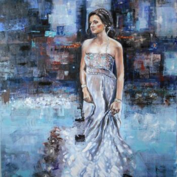 Painting titled "Veronika" by Lenka Pasker, Original Artwork, Oil Mounted on Wood Stretcher frame