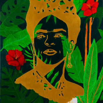 Painting titled "Frida Kahlo Origina…" by Cristina Popart, Original Artwork, Acrylic Mounted on Wood Stretcher frame