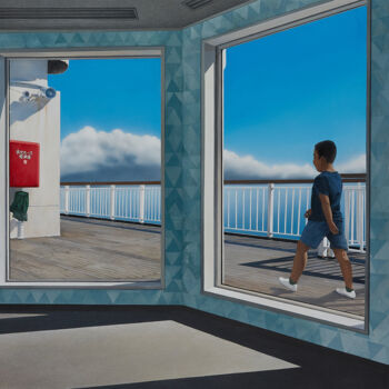 Painting titled "A Cruise to Yakushi…" by Xu Chenyi, Original Artwork, Acrylic Mounted on Wood Panel