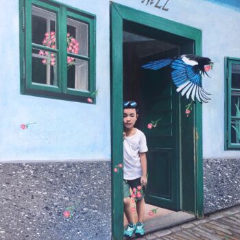 Painting titled "Kafka's Teenager" by Xu Chenyi, Original Artwork, Watercolor Mounted on Wood Panel