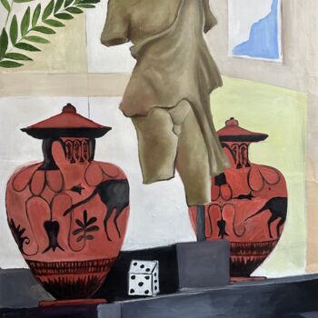 Schilderij getiteld "Roman Morning" door Roxana Khonkulova, Origineel Kunstwerk, Olie Gemonteerd op Frame voor houten branca…