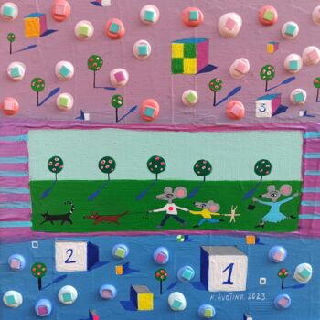 「Don't Get Behind!」というタイトルの絵画 Katrina Avotinaによって, オリジナルのアートワーク, アクリル