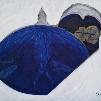 Ζωγραφική με τίτλο "Flight of a fish-bi…" από Alfred Freddy Krupa, Αυθεντικά έργα τέχνης, Ακρυλικό Τοποθετήθηκε στο Άλλος άκ…