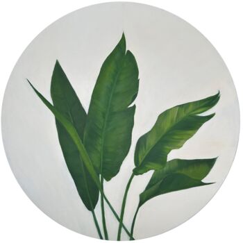 绘画 标题为“Tropical Green Leaf…” 由Artseeker Artists, 原创艺术品, 油 安装在木质担架架上