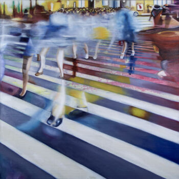绘画 标题为“Sunset Plaza n°1” 由Emanuela Lucaci, 原创艺术品, 油 安装在其他刚性面板上
