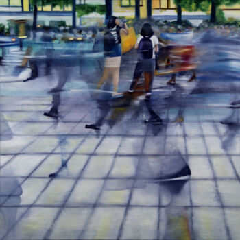 绘画 标题为“Sunset Plaza n°2” 由Emanuela Lucaci, 原创艺术品, 油 安装在其他刚性面板上