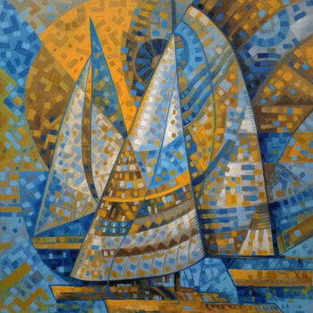 绘画 标题为“Sailboats on a sunn…” 由Serhii Voichenko, 原创艺术品, 油