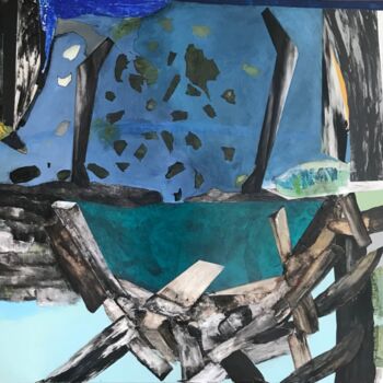 Painting titled "RUPTURE" by Odette Gauvreau, Original Artwork, Acrylic Mounted on Wood Stretcher frame