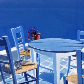 Peinture intitulée "Les quatre chaise à…" par Desnoyers, Œuvre d'art originale, Aquarelle Monté sur Autre panneau rigide