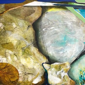 Painting titled "GÉOLOGIE D'UN CLAIM" by Odette Gauvreau, Original Artwork, Acrylic Mounted on Wood Stretcher frame