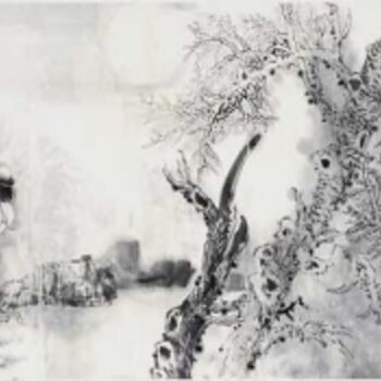 Painting titled "张东林作品：溪山访友图" by Dong Lin Zhang, Original Artwork, Oil
