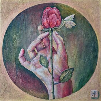 Ζωγραφική με τίτλο "The message of love" από Anna Shuvaeva, Αυθεντικά έργα τέχνης, Ακρυλικό Τοποθετήθηκε στο Ξύλινο φορείο σ…