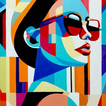 Painting titled "Geometric abstracti…" by Anatolii Rabkov, Original Artwork, Acrylic Mounted on Wood Stretcher frame