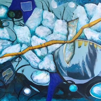Painting titled "FRONT FROID" by Odette Gauvreau, Original Artwork, Acrylic Mounted on Wood Stretcher frame