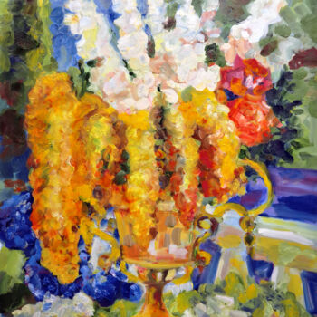 Painting titled "Floral Symphony Ami…" by Ilarion Szemerzewski, Original Artwork, Oil