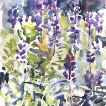 图画 标题为“Etude with Irises.…” 由Анна Лагеда, 原创艺术品, 水彩