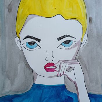 "Blondie" başlıklı Resim Ashton Knighting tarafından, Orijinal sanat, Mürekkep