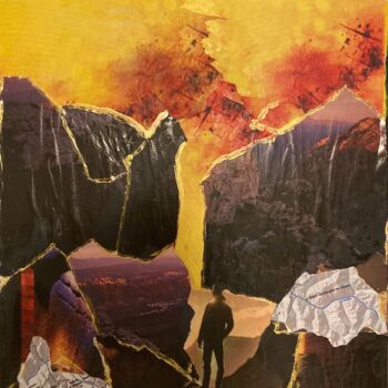 Collages intitulée "Point de vue en mon…" par Môm, Œuvre d'art originale, Collages Monté sur Châssis en bois