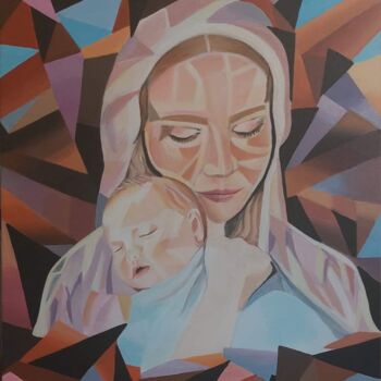 Painting titled "Madonna col bambino" by Laura Marra, Original Artwork, Acrylic