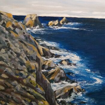 Peinture intitulée "POINTE DE PEN-HIR" par Loïc Gourmelen, Œuvre d'art originale, Huile Monté sur Châssis en bois