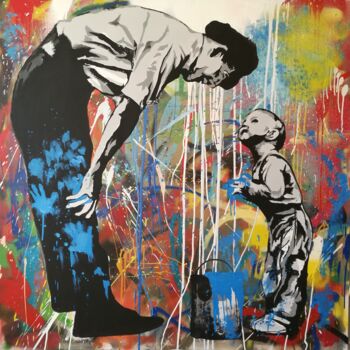Painting titled "Father and son" by Rinalds Vanadzins, Original Artwork, Acrylic