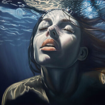 Tekening getiteld "Deep blue" door Inna Medvedeva, Origineel Kunstwerk, Pastel