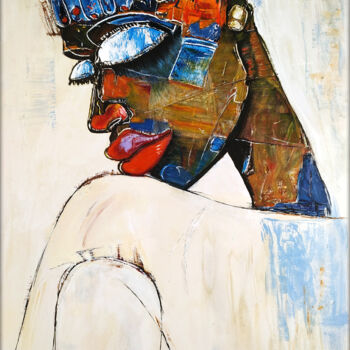 Painting titled "African Soul" by Alexander Aksyonov, Original Artwork, Acrylic Mounted on Wood Stretcher frame