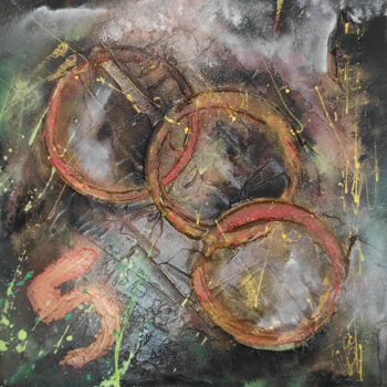 Peinture intitulée "Chiffre chance 5" par Julien Abstrait, Œuvre d'art originale, Acrylique Monté sur Châssis en bois