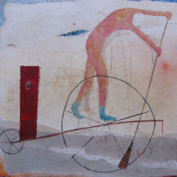Schilderij getiteld "Droomventer II" door Raymond Bakker, Origineel Kunstwerk, Acryl Gemonteerd op Houten paneel
