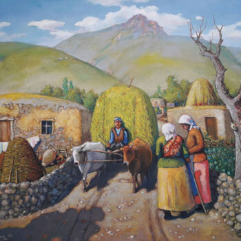 Painting titled "Summer in the villa…" by Serkhach, Original Artwork, Oil Mounted on Wood Stretcher frame