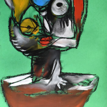Disegno intitolato "Mask (Object Number…" da Roman Lasa, Opera d'arte originale, Pastello