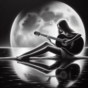 Digitale Kunst getiteld "Moonlit Melody" door Aashish Singh, Origineel Kunstwerk, Digitaal Schilderwerk