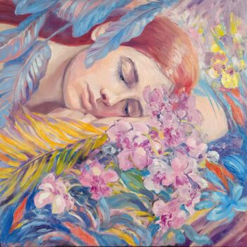 Pittura intitolato "Tropical Paradise" da Alyona Masterkova, Opera d'arte originale, Olio Montato su Telaio per barella in l…