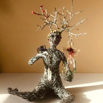Sculptuur getiteld "Sorcière" door Anouk Péré, Origineel Kunstwerk, Draad