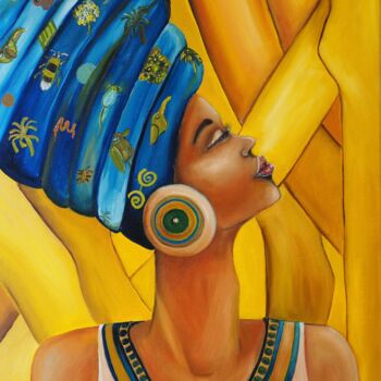 Painting titled "Félicité" by Sofigael M., Original Artwork, Oil Mounted on Wood Stretcher frame