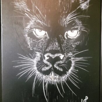 Pittura intitolato "La panthère noire" da Patricia Mollard Silvestre, Opera d'arte originale, Acrilico