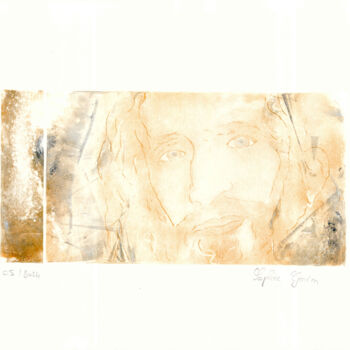 Gravures & estampes intitulée "Portrait d'âme 14" par Sophie Gerin, Œuvre d'art originale, Monotype