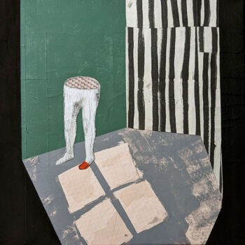 Collages intitulée "Red Zone Series 03" par Chiara Criniti, Œuvre d'art originale, Acrylique Monté sur Châssis en bois