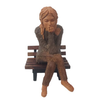 Sculptuur getiteld "Observadora" door Roberto Favacho, Origineel Kunstwerk, Klei