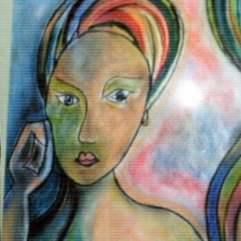 Peinture intitulée "LA BOUCHE DE JEANNE" par Dominique Bertrand, Œuvre d'art originale, Pastel Monté sur Carton