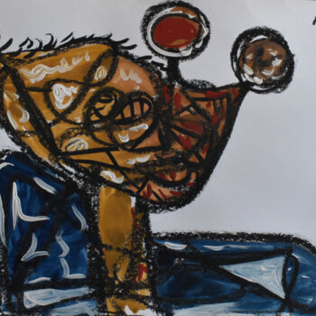 Disegno intitolato "Mask (Object Number…" da Roman Lasa, Opera d'arte originale, Pastello