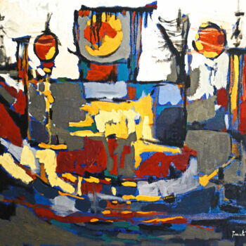 Painting titled "Fragments of the Sun" by Artyom Basenci, Original Artwork, Oil Mounted on Wood Stretcher frame
