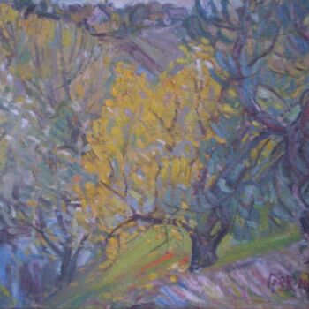 Schilderij getiteld "Осенний сад" door Valerij Gren Ko, Origineel Kunstwerk, Olie