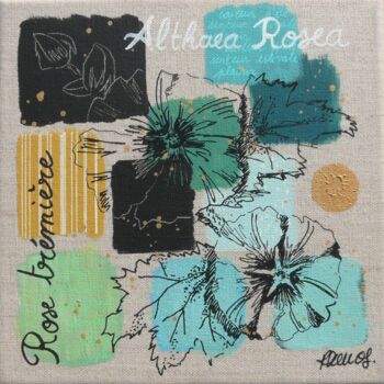 Peinture intitulée "Rose trémière 2" par Carine Ramos, Œuvre d'art originale, Acrylique Monté sur Châssis en bois
