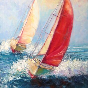 Pintura titulada "Tailwind" por Tania Kyriakidou, Obra de arte original, Oleo Montado en Bastidor de camilla de madera