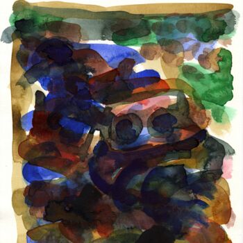 Malerei mit dem Titel "Auto/Selbster (1908…" von Detlef Lemme (Farbenkugel), Original-Kunstwerk, Aquarell