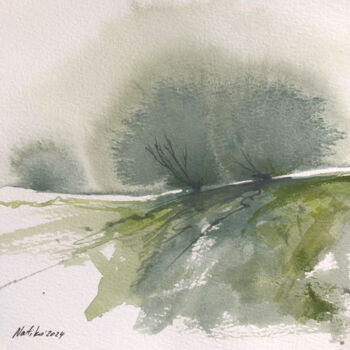 Schilderij getiteld "Watercolor landscap…" door Natiko, Origineel Kunstwerk, Aquarel